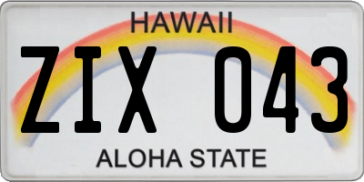 HI license plate ZIX043