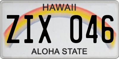 HI license plate ZIX046