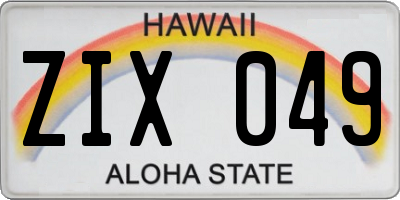 HI license plate ZIX049