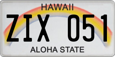HI license plate ZIX051