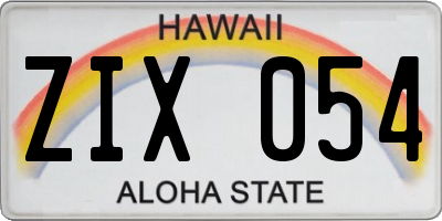 HI license plate ZIX054