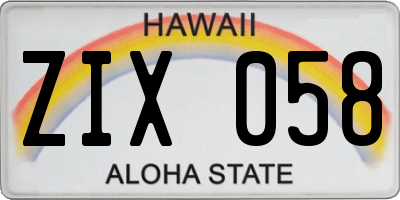 HI license plate ZIX058