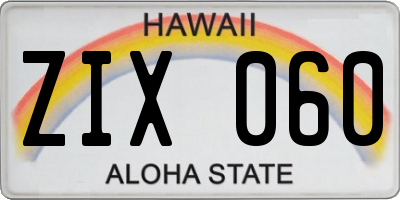 HI license plate ZIX060