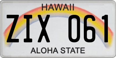 HI license plate ZIX061