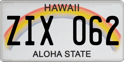 HI license plate ZIX062