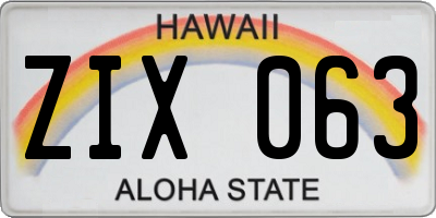 HI license plate ZIX063