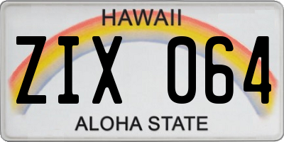 HI license plate ZIX064