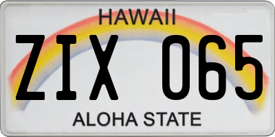HI license plate ZIX065
