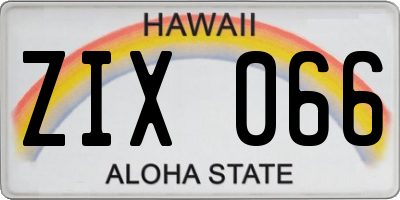 HI license plate ZIX066