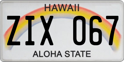HI license plate ZIX067