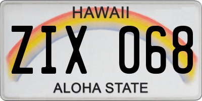 HI license plate ZIX068