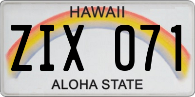 HI license plate ZIX071