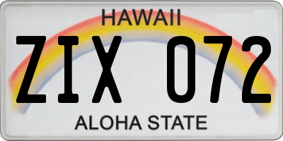 HI license plate ZIX072