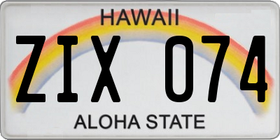HI license plate ZIX074