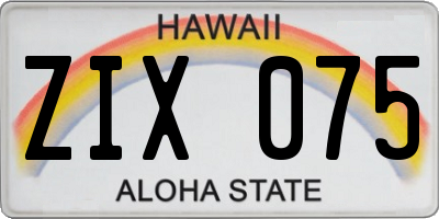 HI license plate ZIX075