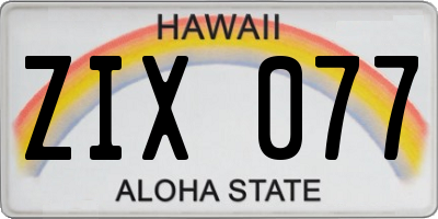HI license plate ZIX077