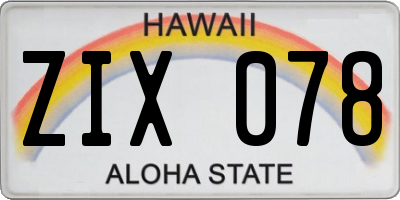 HI license plate ZIX078