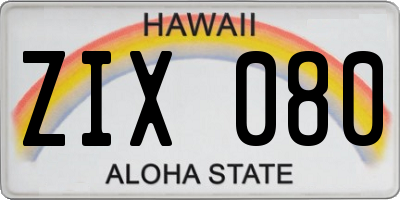 HI license plate ZIX080