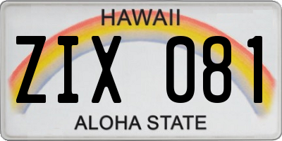 HI license plate ZIX081