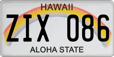 HI license plate ZIX086