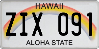 HI license plate ZIX091