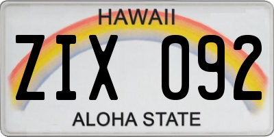 HI license plate ZIX092