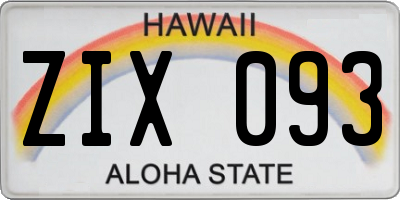 HI license plate ZIX093