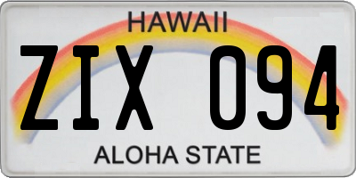 HI license plate ZIX094