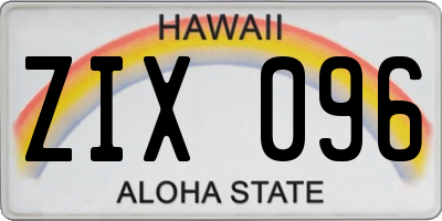 HI license plate ZIX096