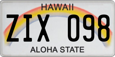 HI license plate ZIX098