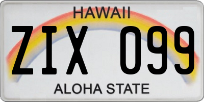 HI license plate ZIX099