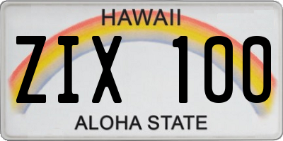 HI license plate ZIX100