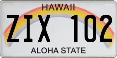 HI license plate ZIX102