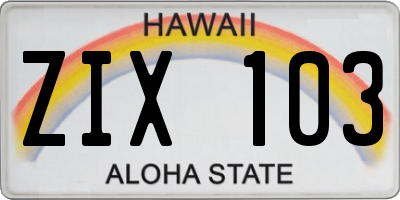 HI license plate ZIX103