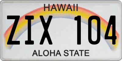 HI license plate ZIX104