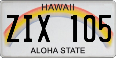 HI license plate ZIX105