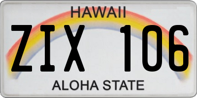 HI license plate ZIX106