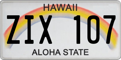 HI license plate ZIX107