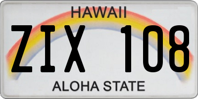 HI license plate ZIX108