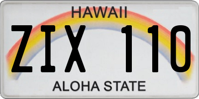 HI license plate ZIX110