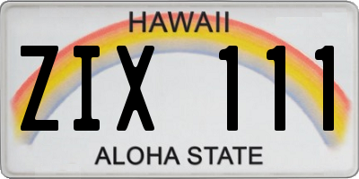HI license plate ZIX111