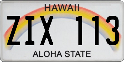 HI license plate ZIX113