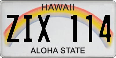 HI license plate ZIX114