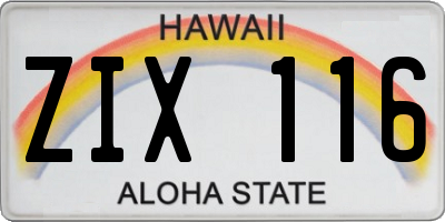 HI license plate ZIX116