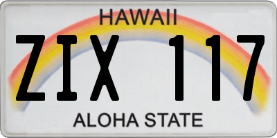 HI license plate ZIX117