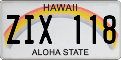 HI license plate ZIX118