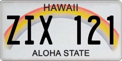 HI license plate ZIX121