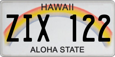 HI license plate ZIX122