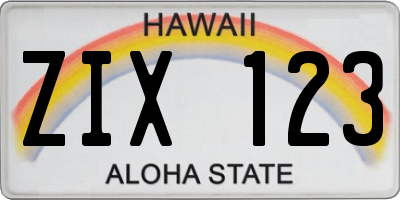 HI license plate ZIX123