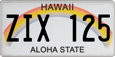 HI license plate ZIX125